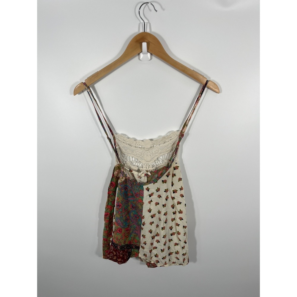 Entro Womens Patchwork Top M Multicolor‎ Lace Boho Chic Cottage Festival - Picture 2 of 6